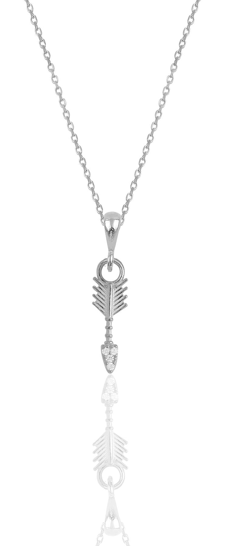 Söğütlü Silver Oklu Zirkon Taşlı Kararmayan Forse Zincir Kadın Gümüş Kolye 45 cm