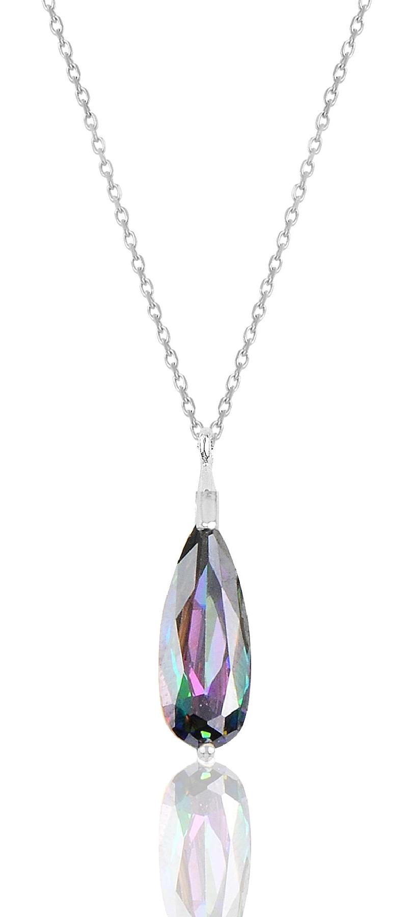 Söğütlü Silver Taşlı 925 Ayar Kararmayan Damla Forse Zincir Kadın Gümüş Kolye 45 cm
