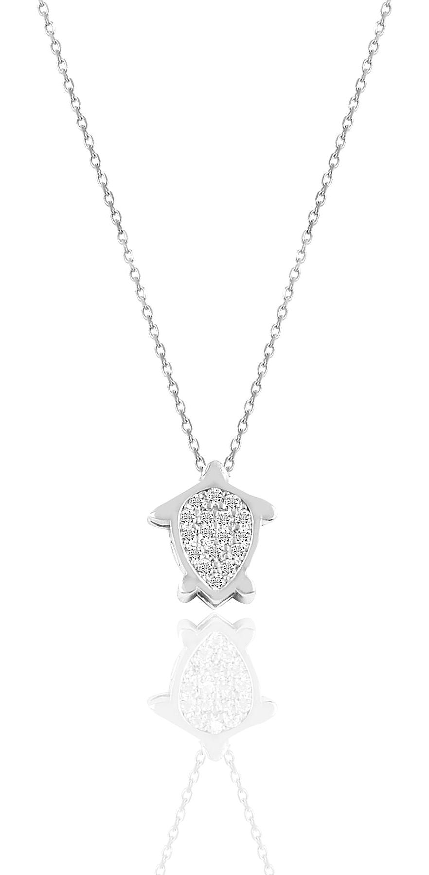Söğütlü Silver Beyaz Zirkon Taşlı 925 Ayar Kararmayan Kaplumbağa Forse Zincir Kadın Gümüş Kolye 40 cm