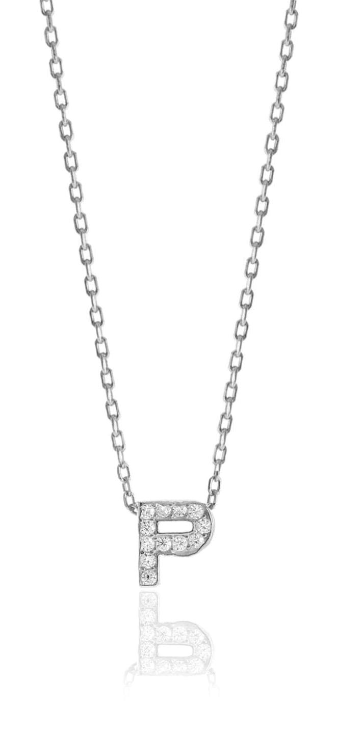 Söğütlü Silver Beyaz Zirkon Taşlı P Harfli 925 Ayar Kararmayan Forse Zincir Kadın Gümüş Kolye 40 cm