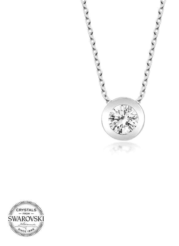 Supertrend Beyaz Swarovski Taşlı 925 Ayar Kararmayan Yuvarlak Zincir Kadın Gümüş Kolye 50 cm