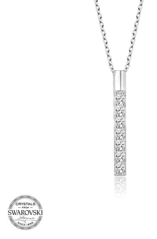 Supertrend Beyaz Swarovski Taşlı 925 Ayar Kararmayan Çubuk Zincir Kadın Gümüş Kolye 50 cm