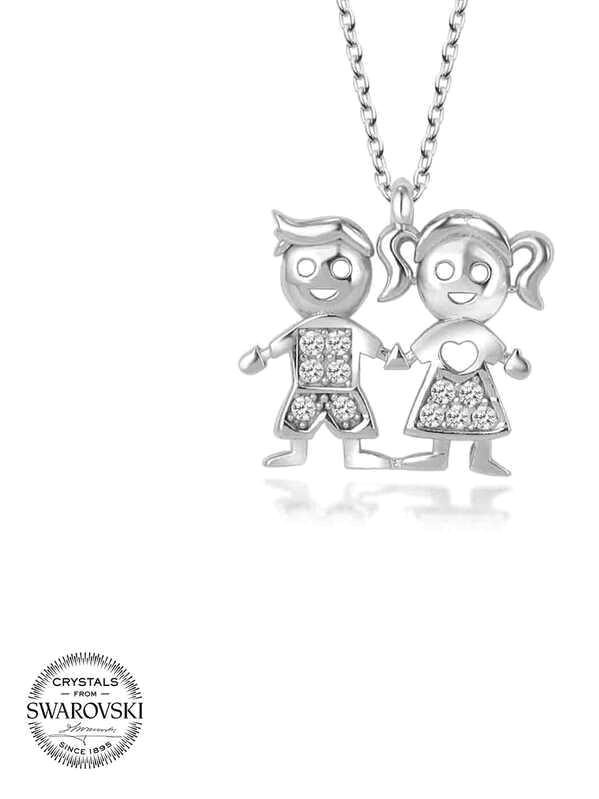 Supertrend Beyaz Swarovski Taşlı 925 Ayar Kararmayan Zincir Erkek Gümüş Kolye 50 cm