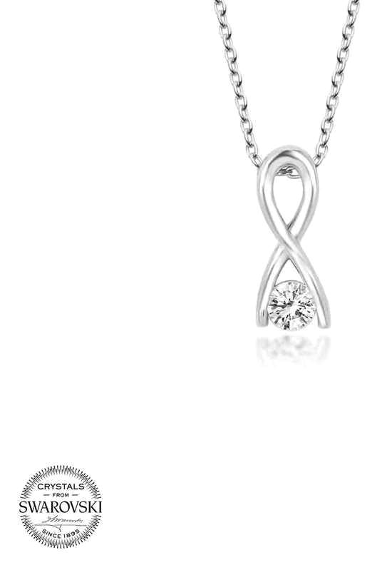 Supertrend Beyaz Swarovski Taşlı 925 Ayar Kararmayan Sonsuzluk Zincir Kadın Gümüş Kolye 50 cm