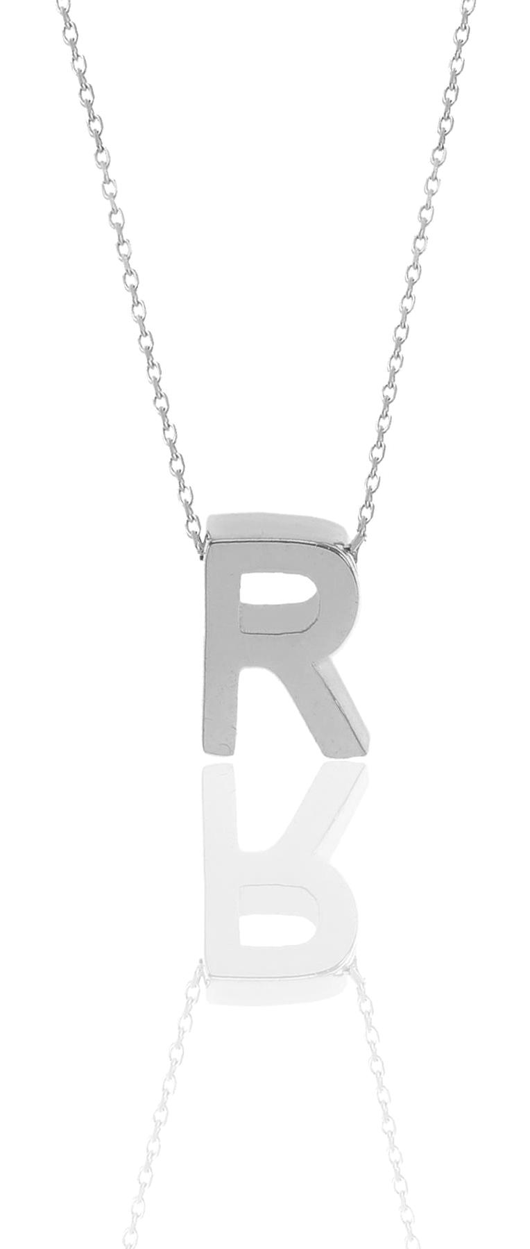 Söğütlü Silver R Harfli 925 Ayar Kararmayan Forse Zincir Kadın Gümüş Kolye 44 cm