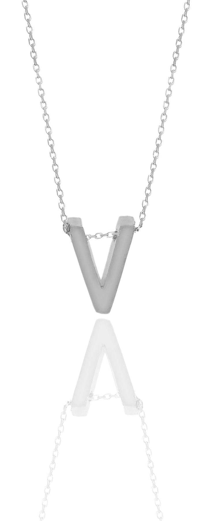 Söğütlü Silver V Harfli 925 Ayar Kararmayan Forse Zincir Kadın Gümüş Kolye 44 cm