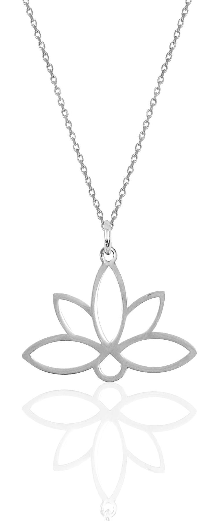 Söğütlü Silver 925 Ayar Kararmayan Lotus Çiçeği Forse Zincir Kadın Gümüş Kolye 45 cm
