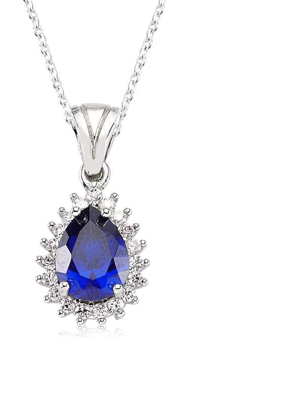 Pirmoda Çiçek Beyaz Mavi Zirkon Taşlı 925 Ayar Kararmayan Zincir Kadın Gümüş Kolye 45 cm