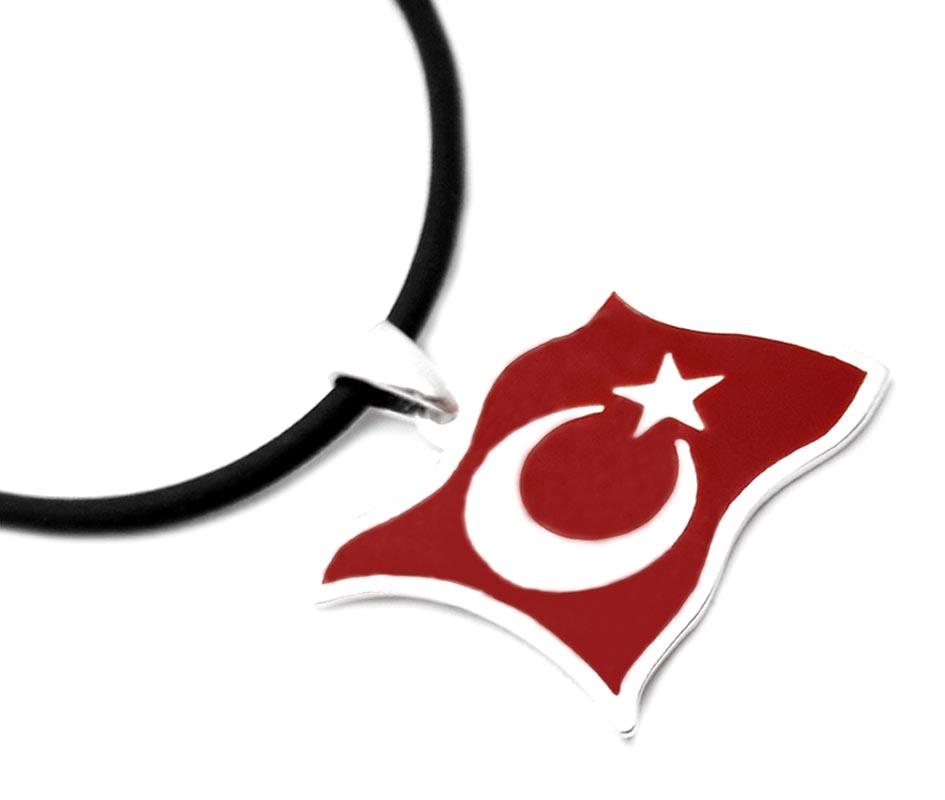 Midyat Nurtaş Gümüş Yıldız Beyaz Kırmızı Zirkon 925 Ayar Düz Zincir Kadın Gümüş Kolye