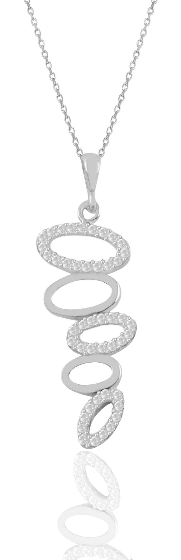 Söğütlü Silver Beyaz Zirkon Taşlı 925 Ayar Kararmayan Olimpiyat Halkaı Forse Zincir Kadın Gümüş Kolye 45 cm