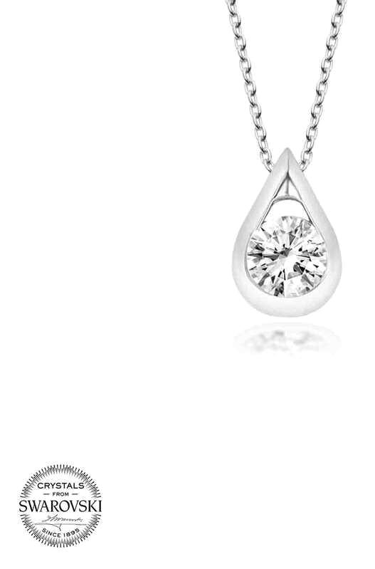 Supertrend Beyaz Swarovski Taşlı 925 Ayar Kararmayan Damla Zincir Kadın Gümüş Kolye 50 cm