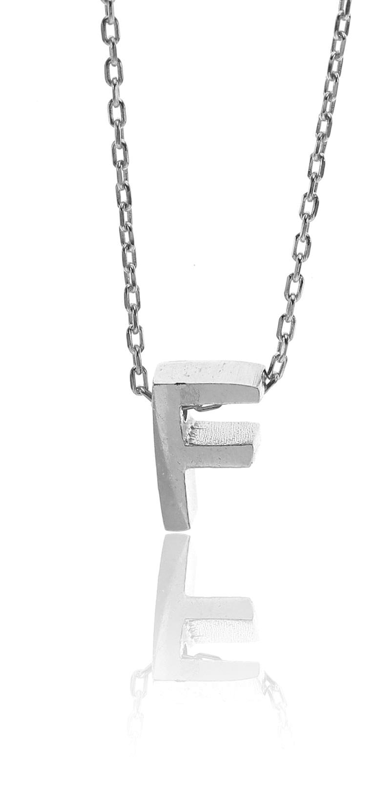 Söğütlü Silver F Harfli 925 Ayar Kararmayan Forse Zincir Kadın Gümüş Kolye 42 cm