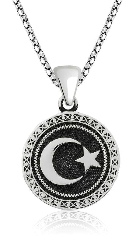 Pirmoda Oval Beyaz 925 Ayar Kararmayan Ay Yıldız Zincir Kadın Gümüş Kolye 45 cm