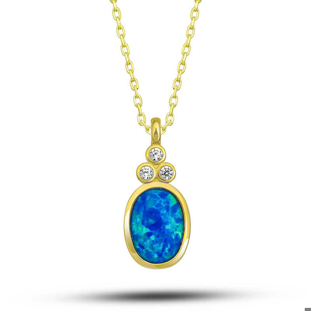 Aya Diamond Mücevherat Kuş Mavi Zirkon Taşlı Kararmayan Düz Zincir Kadın Gümüş Kolye 45 cm