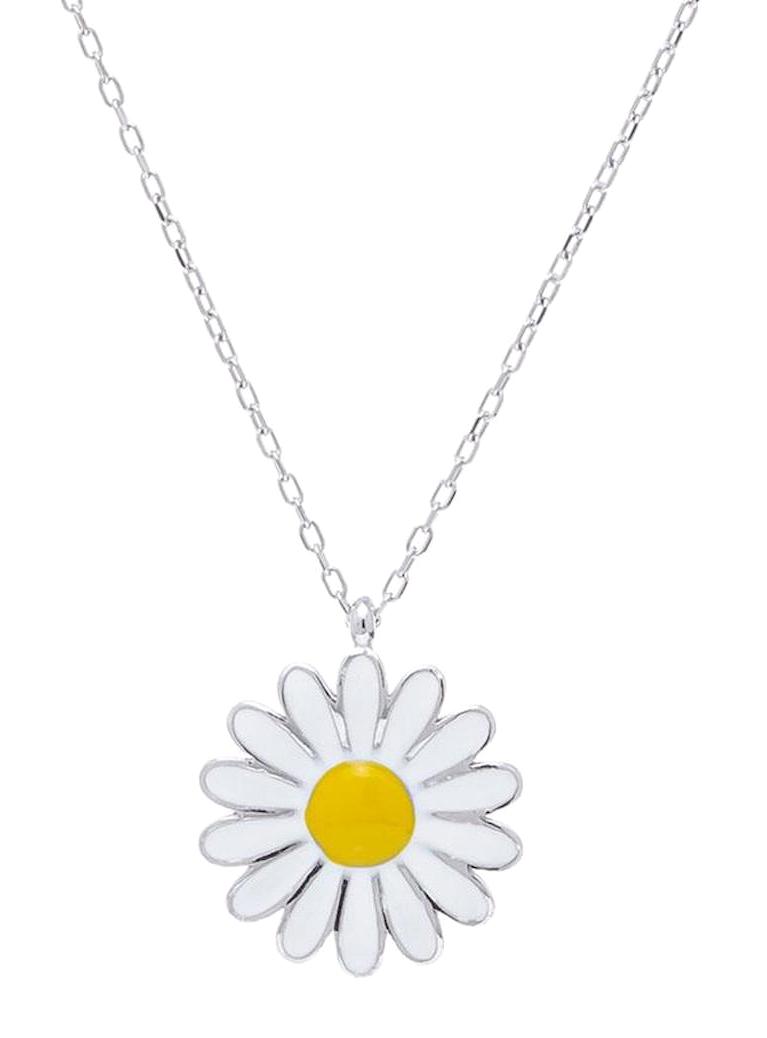 Nagıss Çiçek Beyaz Zirkon Taşlı 925 Ayar Kararmayan Düz Zincir Kadın Gümüş Kolye 45 cm