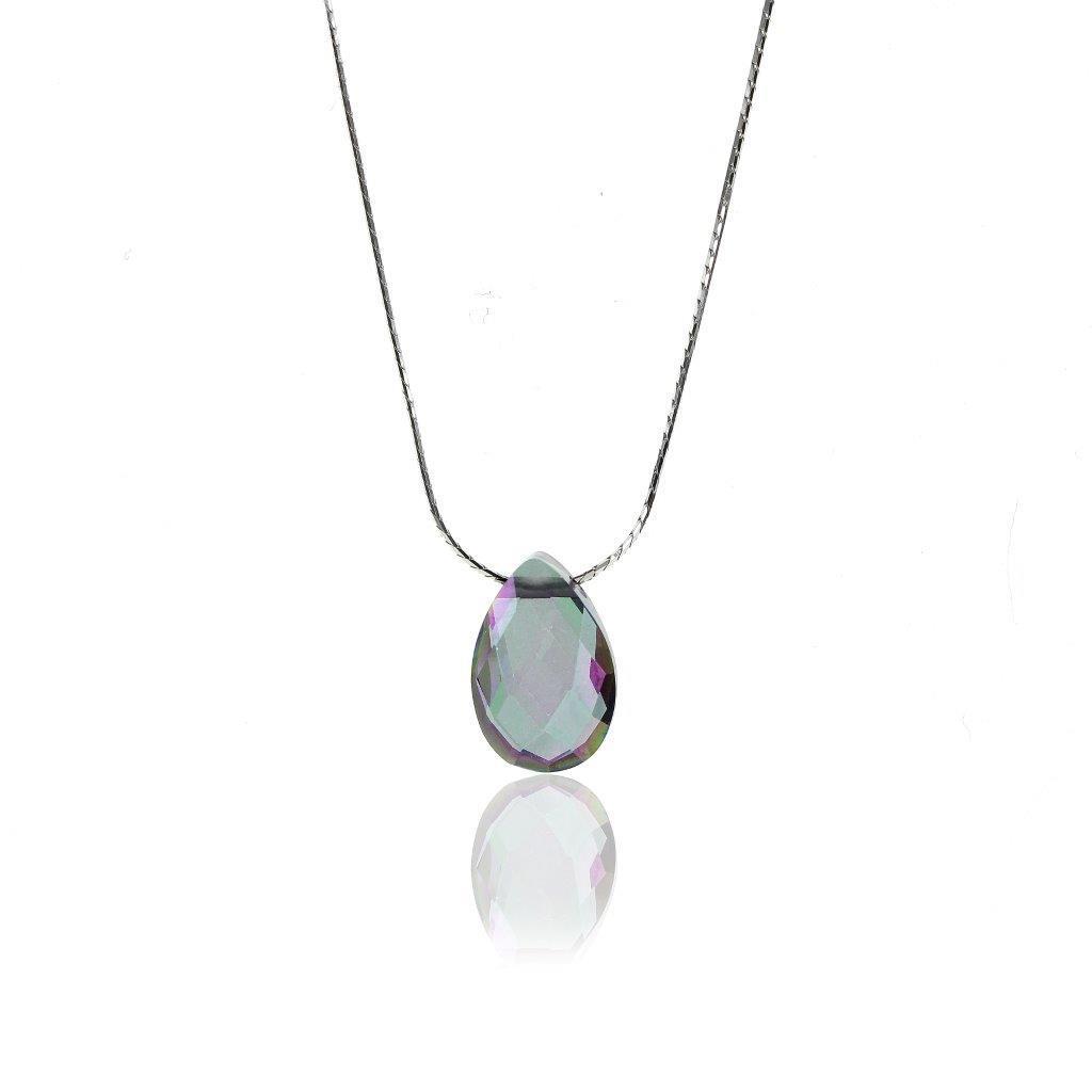 Söğütlü Silver Fuşya MistikTopaz Taşlı 925 Ayar Kararmayan Forse Zincir Kadın Gümüş Kolye 45 cm