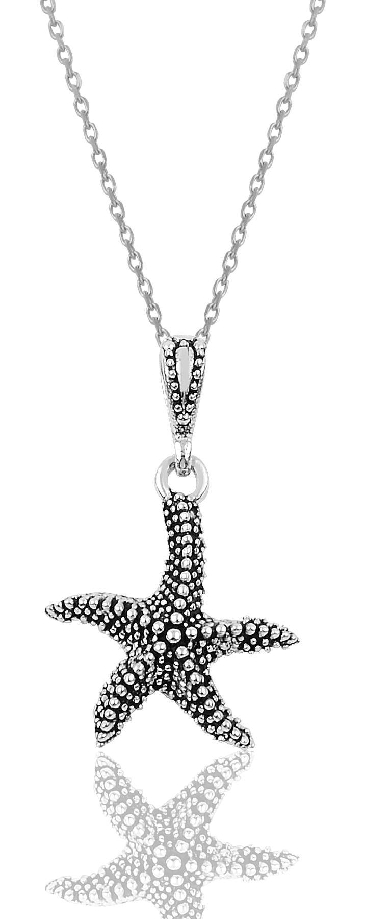 Söğütlü Silver 925 Ayar Kararmayan Deniz Yıldızı Forse Zincir Kadın Gümüş Kolye 45 cm