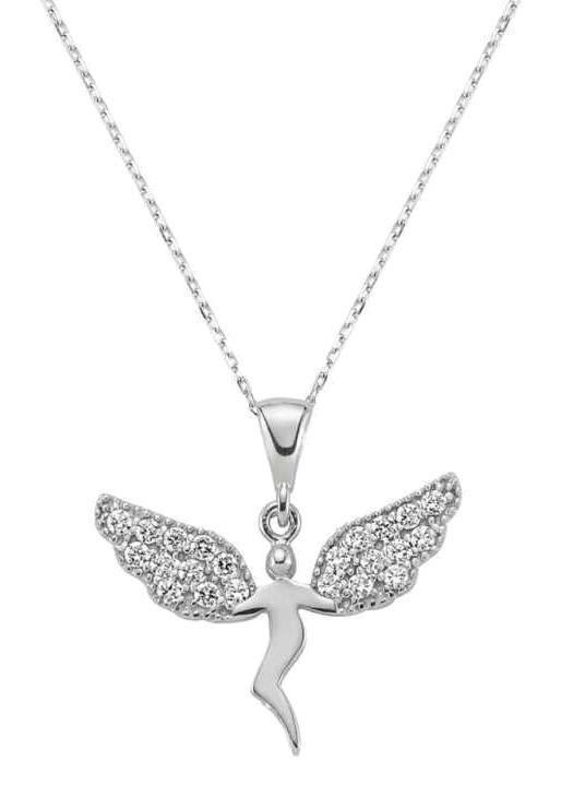 Supertrend Beyaz Zirkon Taşlı 925 Ayar Kararmayan Melek Zincir Kadın Gümüş Kolye 45 cm