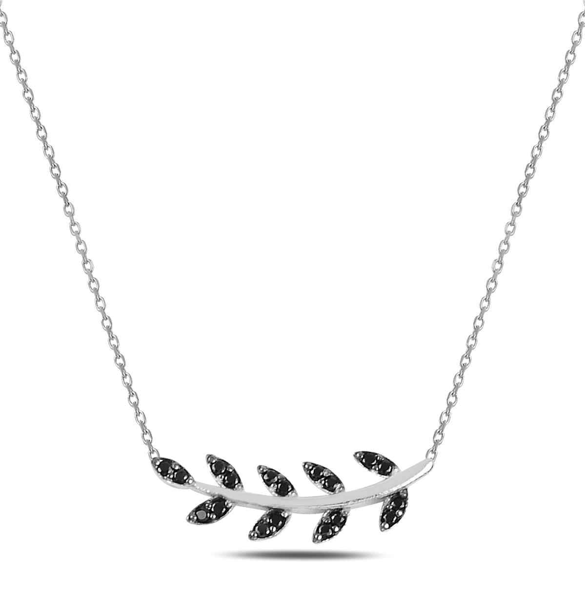 Söğütlü Silver Siyah Oniks Taşlı 925 Ayar Kararmayan Forse Zincir Kadın Gümüş Kolye 42 cm