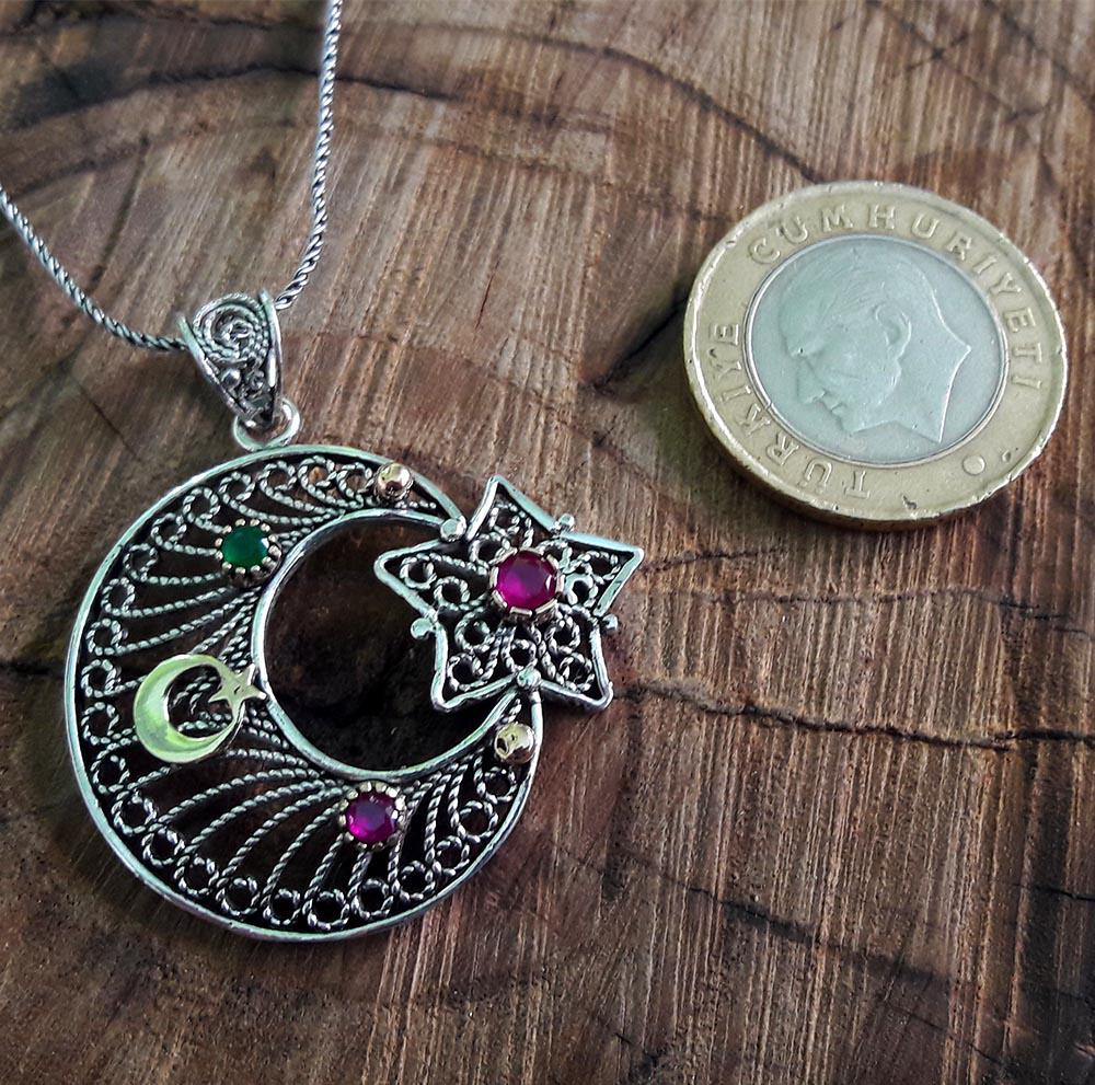 Midyat Nurtaş Gümüş Mor Zirkon Forse Zincir Kadın Gümüş Kolye 45 cm
