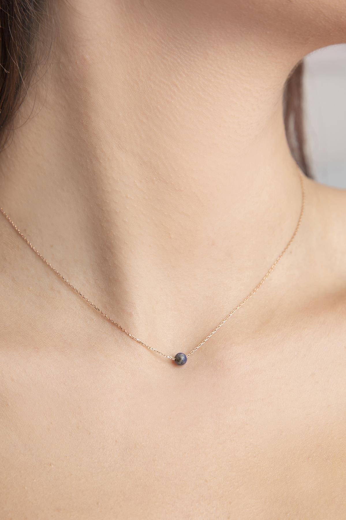 Elika Silver Kalp Beyaz Doğal Taşlı 925 Ayar Kararmayan Düz Zincir Kadın Gümüş Kolye 43 cm