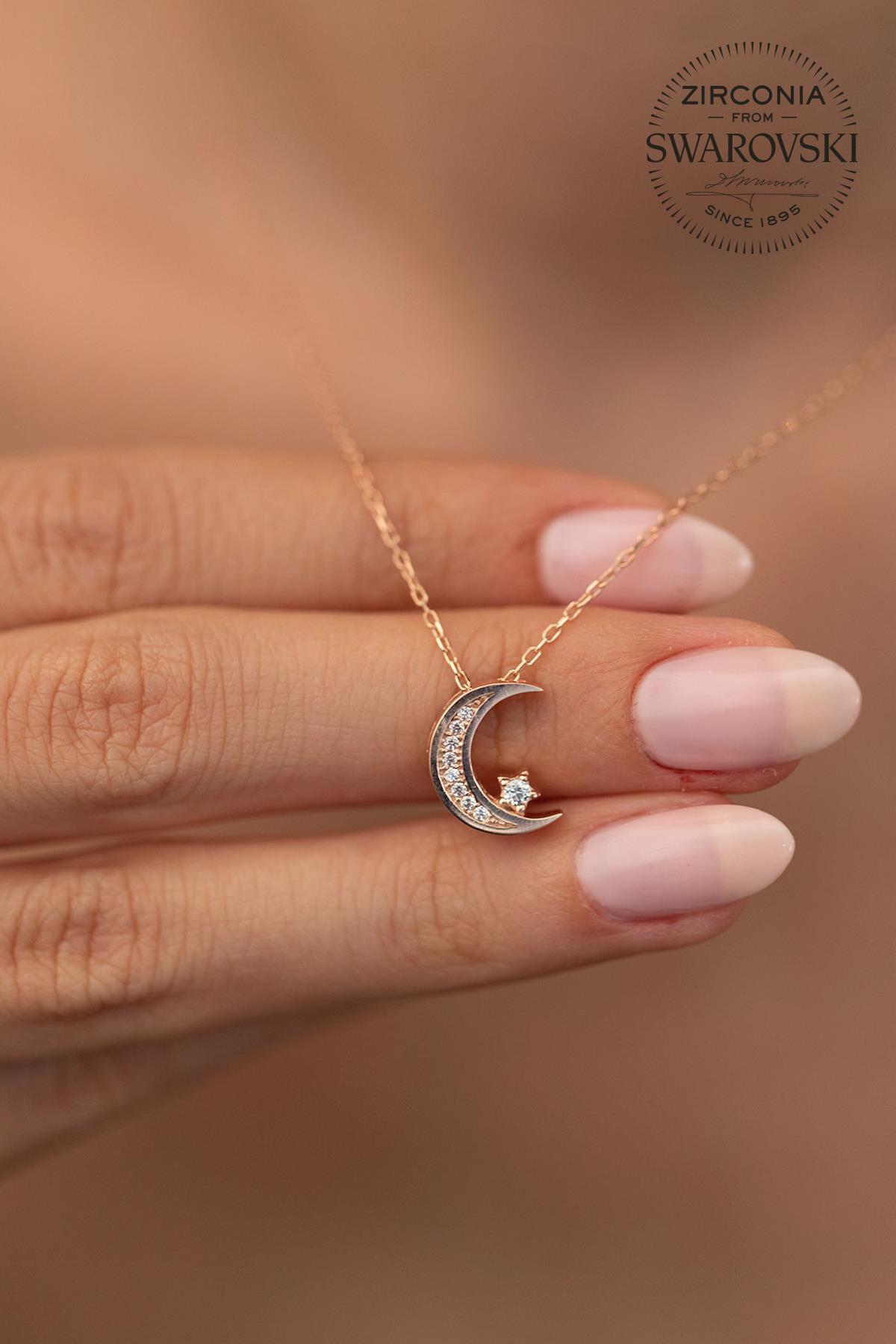 Swarovski Beyaz Swarovski Taşlı Kararmayan Düz Zincir Kadın Gümüş Kolye 45 cm