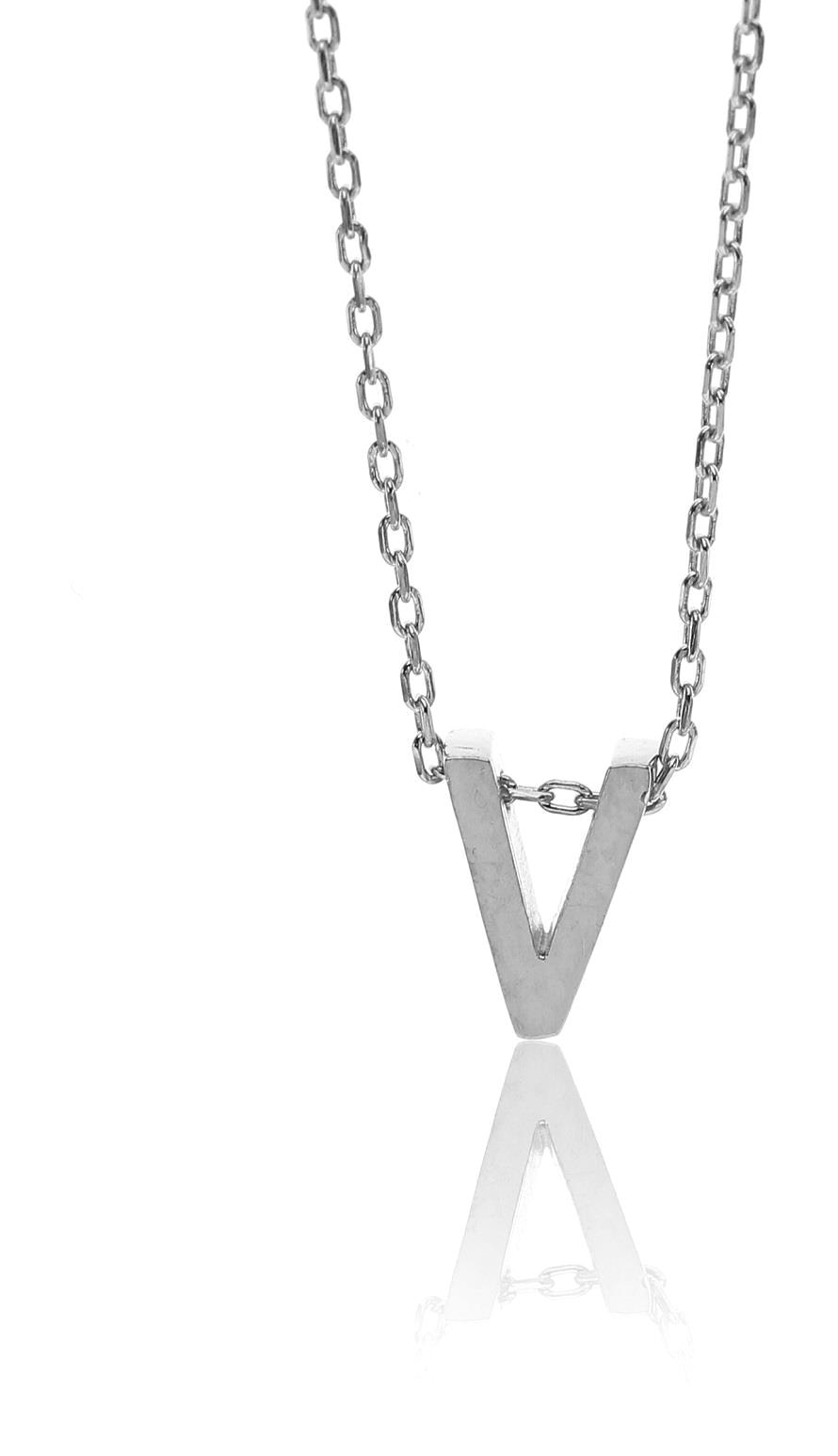 Söğütlü Silver V Harfli 925 Ayar Kararmayan Forse Zincir Kadın Gümüş Kolye 42 cm