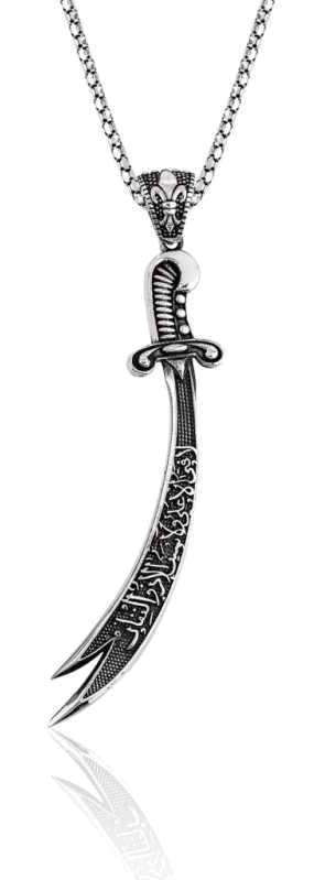 Supertrend Siyah Oniks Taşlı 925 Ayar Kararmayan Kılıç Halat Zincir Erkek Gümüş Kolye 45 cm