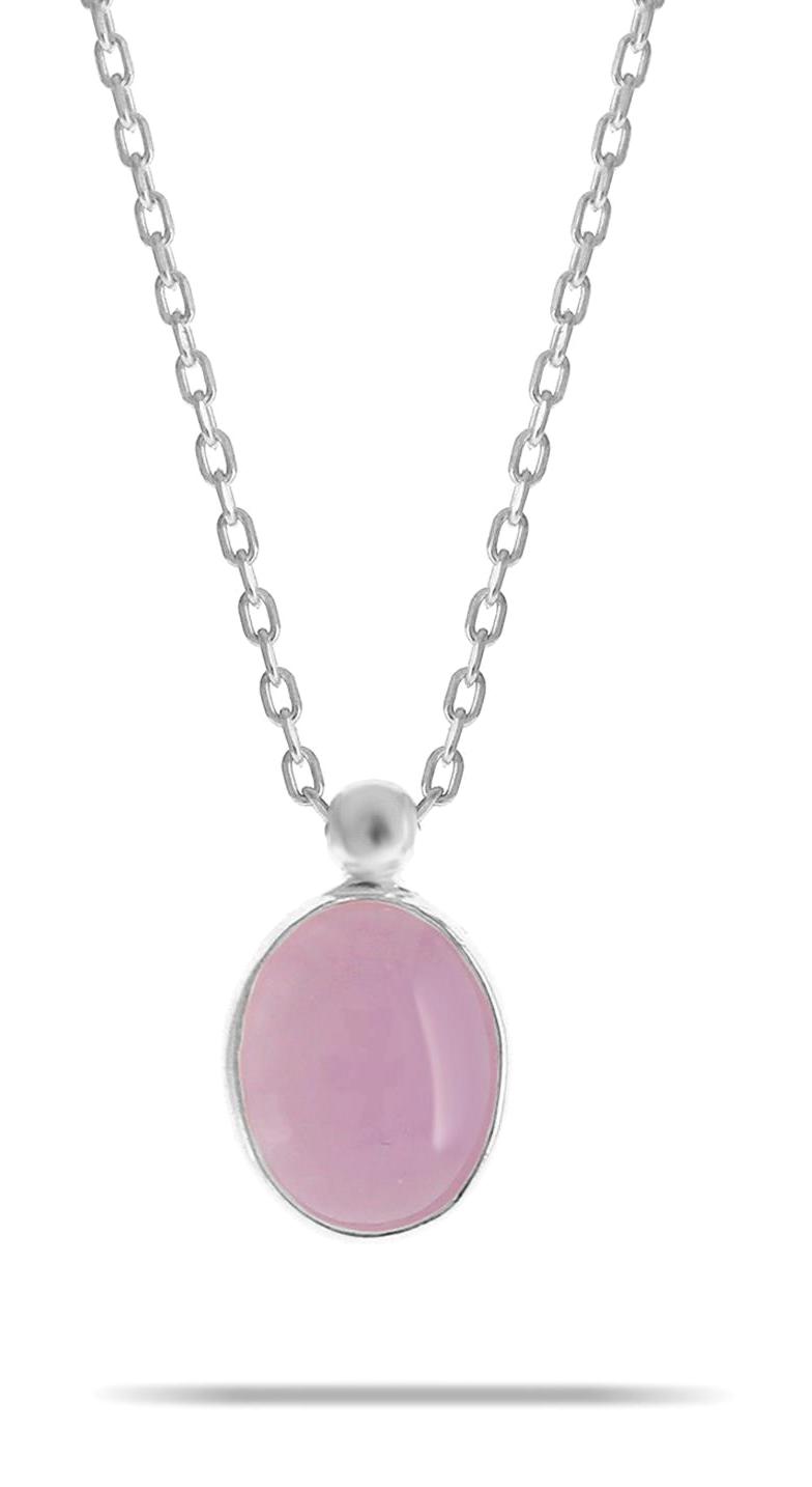 Sümer Telkari Pembe Kuvars Taşlı Kararmayan Topaz Düz Zincir Kadın Gümüş Kolye 46 cm