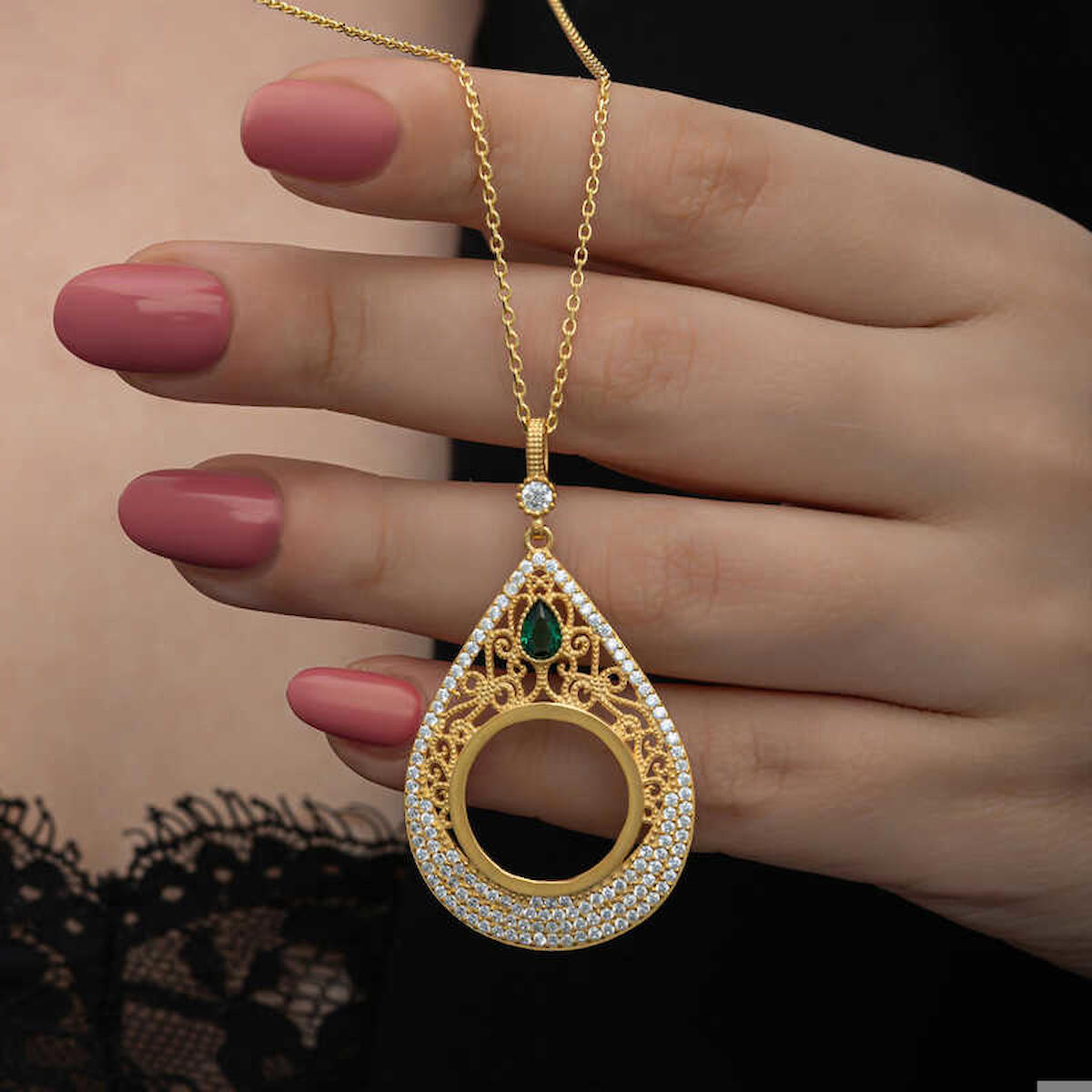 Aya Diamond Mücevherat Çiçek Beyaz Zirkon Kararmayan Düz Zincir Kadın Gümüş Kolye 70 cm