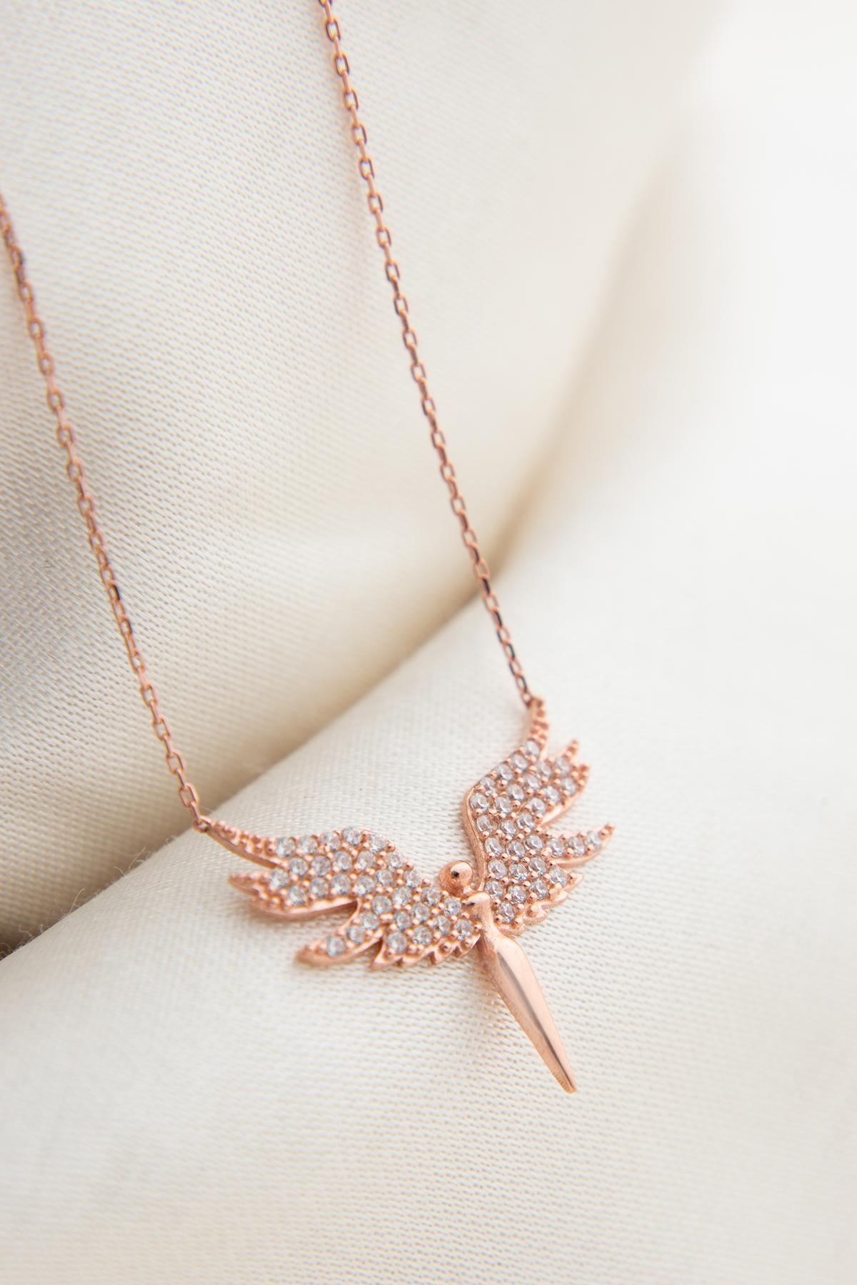 Elika Silver Melek Beyaz Zirkon Taşlı 925 Ayar Kararmayan Düz Zincir Kadın Gümüş Kolye 45 cm