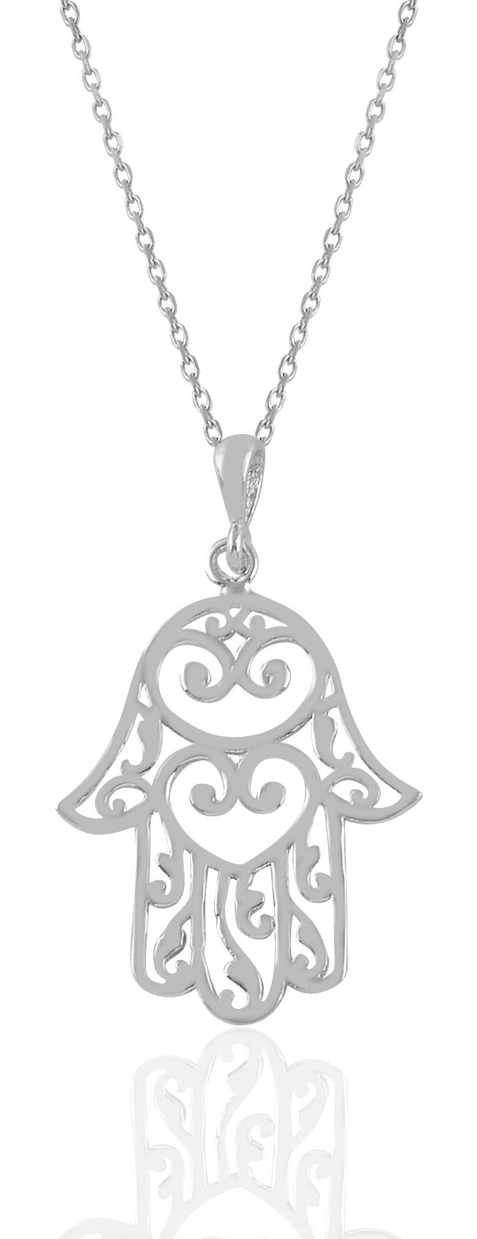 Söğütlü Silver 925 Ayar Kararmayan Fatma Ana Eli Forse Zincir Kadın Gümüş Kolye 45 cm
