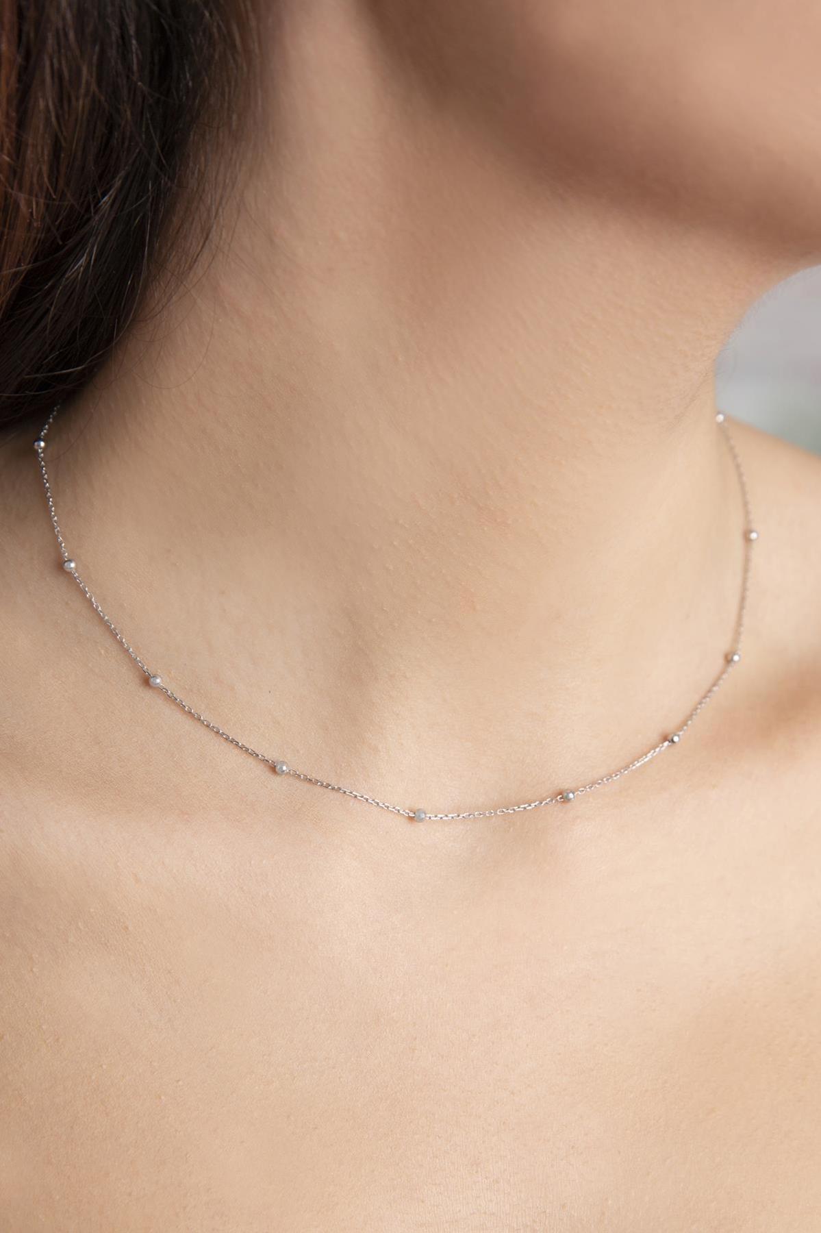 Elika Silver Kartanesi Beyaz 925 Ayar Kararmayan Zincir Kadın Gümüş Kolye 43 cm