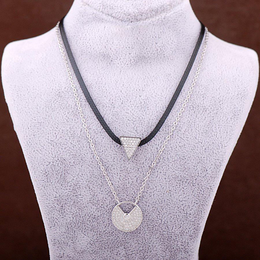 Sümer Telkari Kartanesi Beyaz Zirkon Taşlı Kararmayan Choker Zincir Kadın Gümüş Kolye 42 cm