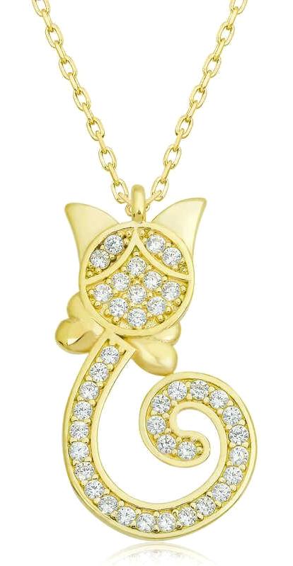 Supertrend Beyaz Zirkon Taşlı 925 Ayar Kararmayan Kedi Zincir Kadın Gümüş Kolye 45 cm