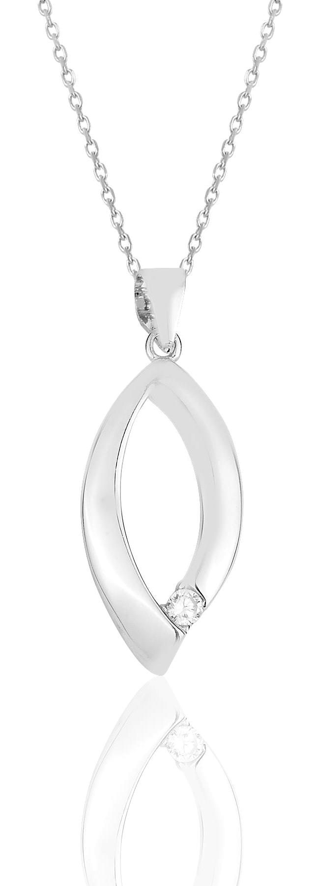 Söğütlü Silver Beyaz Zirkon Taşlı 925 Ayar Kararmayan Yaprak Forse Zincir Kadın Gümüş Kolye 45 cm