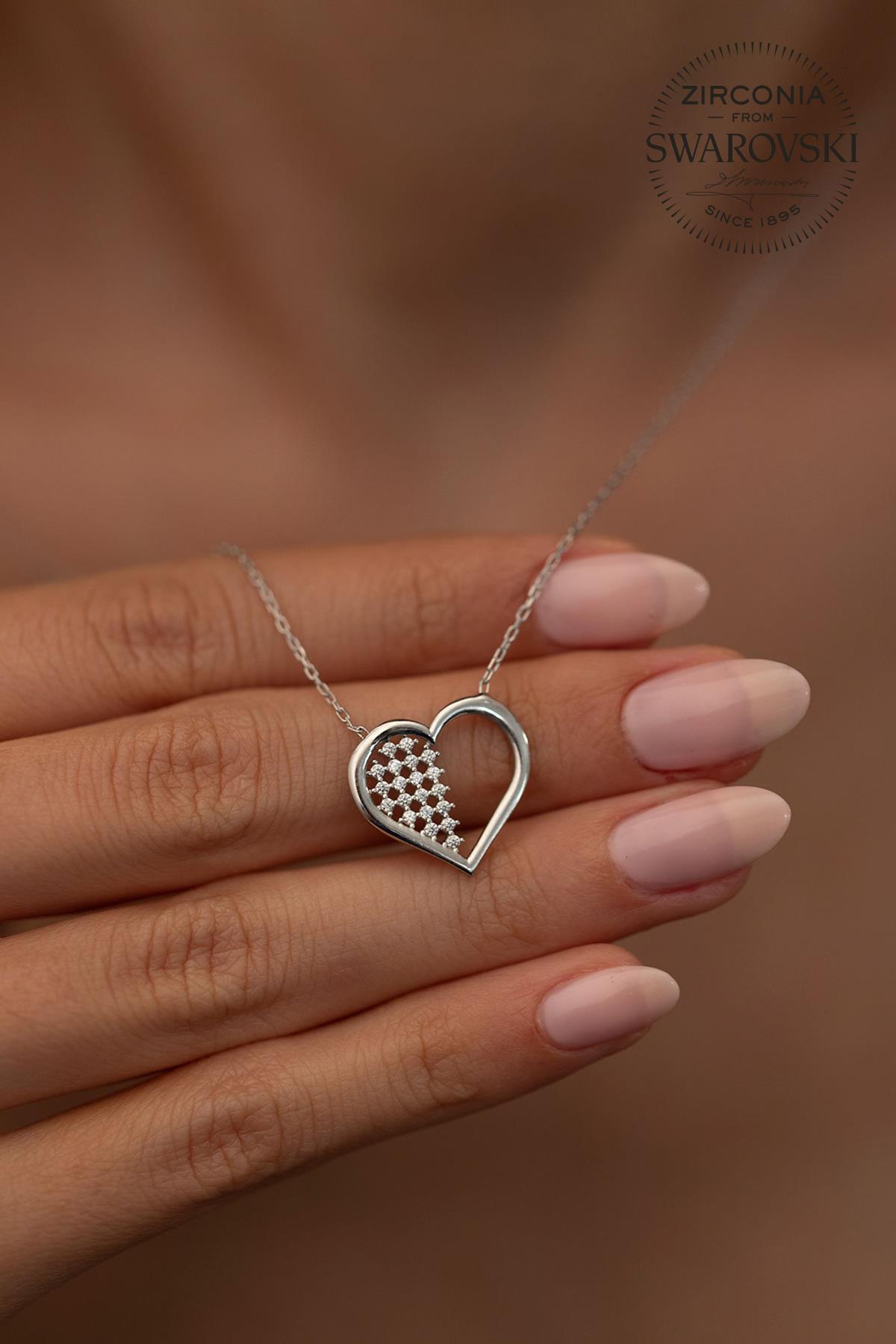 Swarovski Beyaz Swarovski Zirkon Taşlı Kararmayan Uğur Böceği Düz Zincir Kadın Gümüş Kolye 45 cm