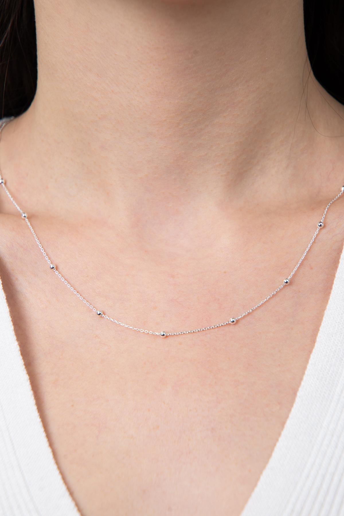 Elika Silver Kuğu Beyaz 925 Ayar Kararmayan Zincir Kadın Gümüş Kolye 45 cm
