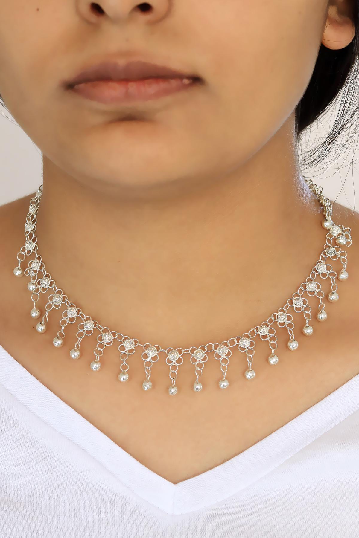 Midyat Nurtaş Gümüş Beyaz Melek Zincir Kadın Gümüş Kolye 45 cm