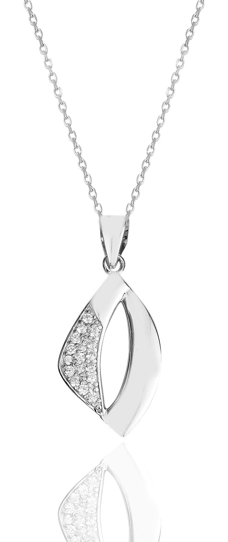 Söğütlü Silver Beyaz Zirkon Taşlı 925 Ayar Kararmayan Geometrik Forse Zincir Kadın Gümüş Kolye 45 cm