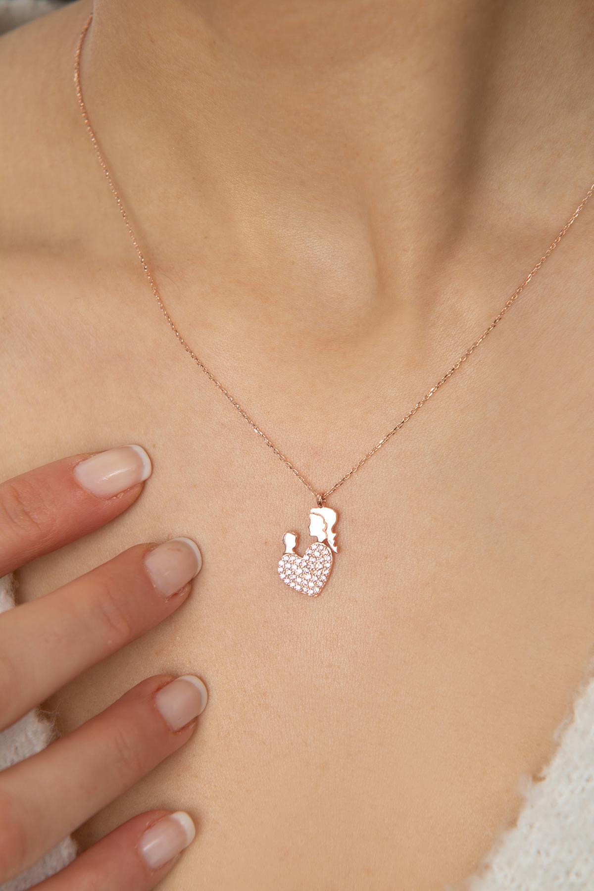 Elika Silver Gezegen Pembe Zirkon Taşlı 925 Ayar Kararmayan Düz Zincir Kadın Gümüş Kolye 45 cm