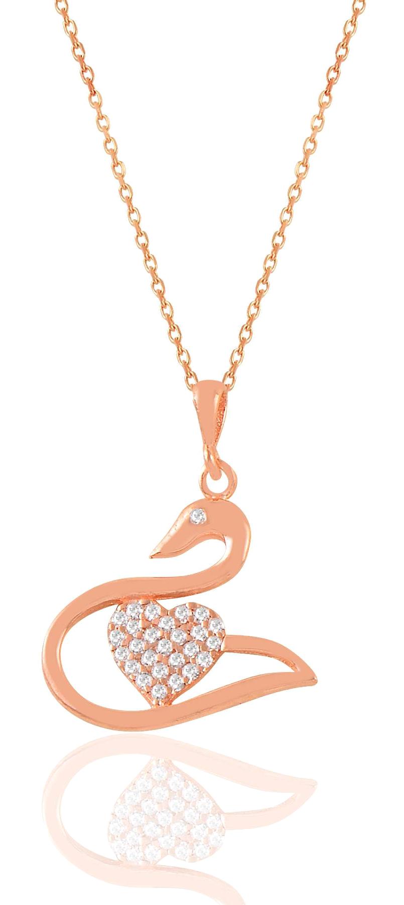 Söğütlü Silver Beyaz Zirkon Taşlı 925 Ayar Kararmayan Kuğu Forse Zincir Kadın Gümüş Kolye 45 cm