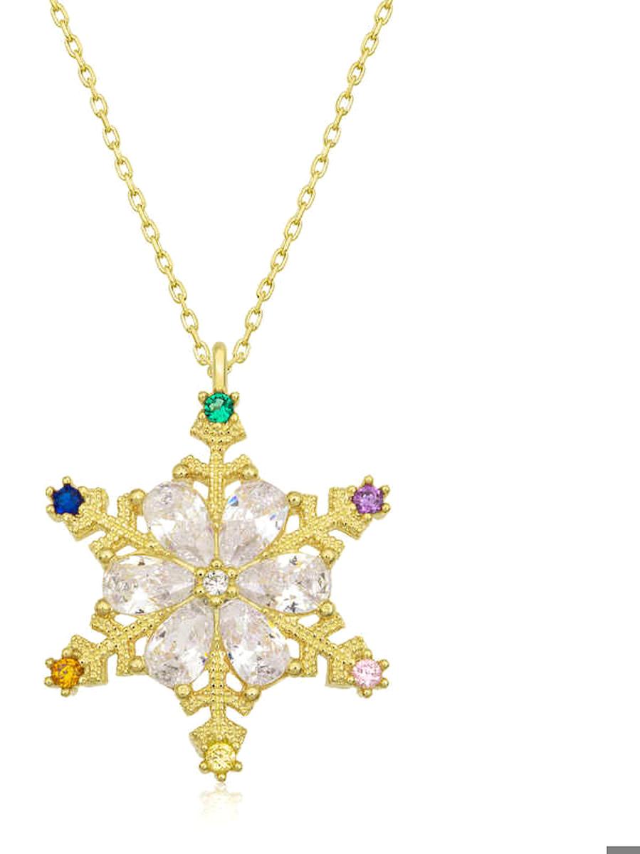 Aya Diamond Mücevherat Çiçek Beyaz Zirkon Taşlı Kararmayan Düz Zincir Kadın Gümüş Kolye 45 cm
