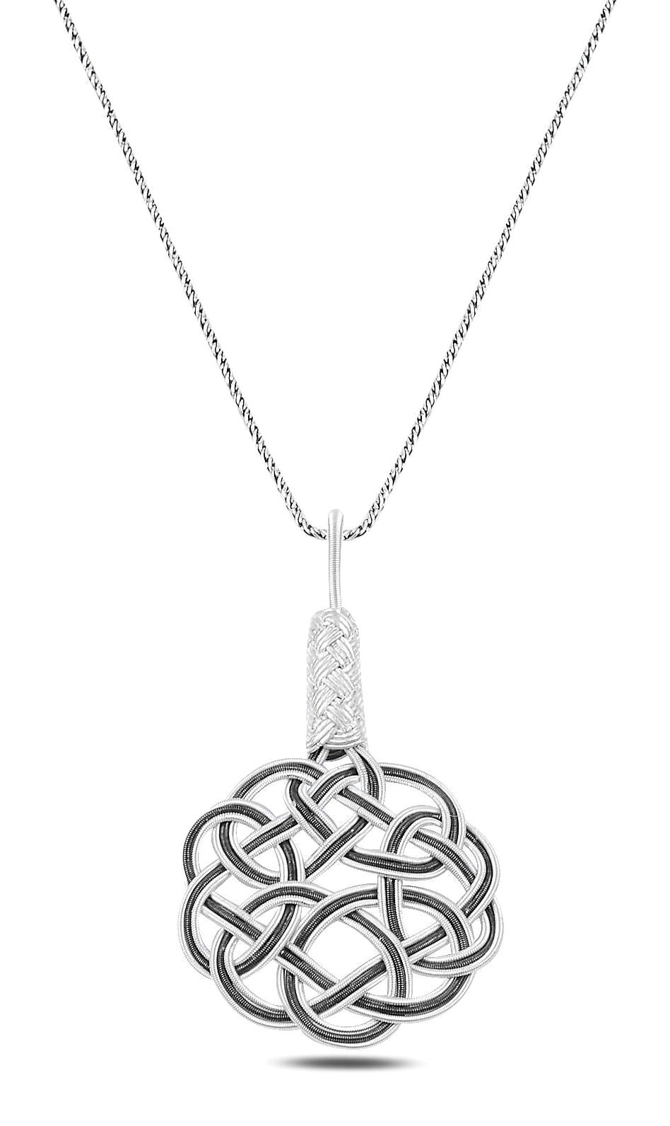 Söğütlü Silver Beyaz Siyah Oniks Zirkon Taşlı 925 Ayar Kararmayan Forse Zincir Kadın Gümüş Kolye 45 cm