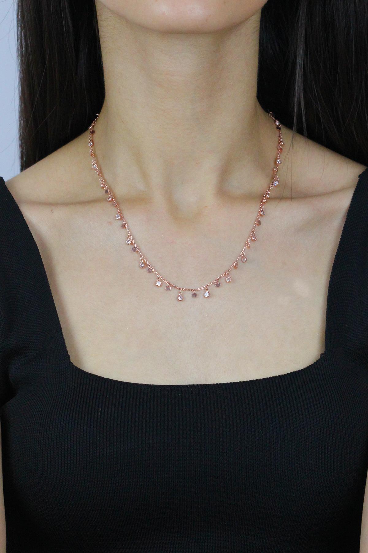 Sümer Telkari Kalp Beyaz Zirkon Taşlı Kararmayan Choker Düz Zincir Kadın Gümüş Kolye 47 cm