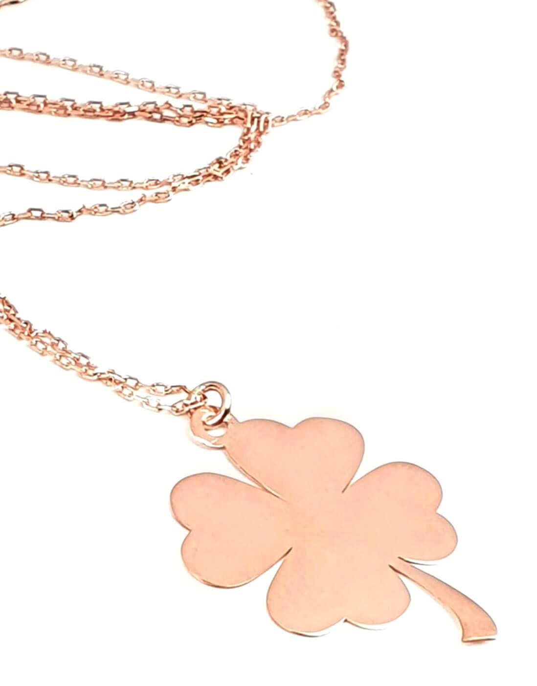 Oseshop 925 Ayar Kararmayan Yonca Forse Zincir Kadın Gümüş Kolye 45 cm