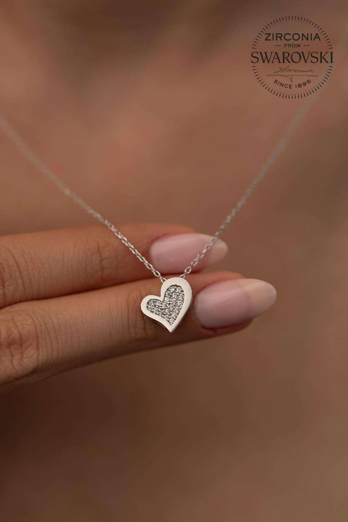 Swarovski Beyaz Swarovski Zirkon Taşlı Kararmayan Yıldız Düz Zincir Kadın Gümüş Kolye 45 cm