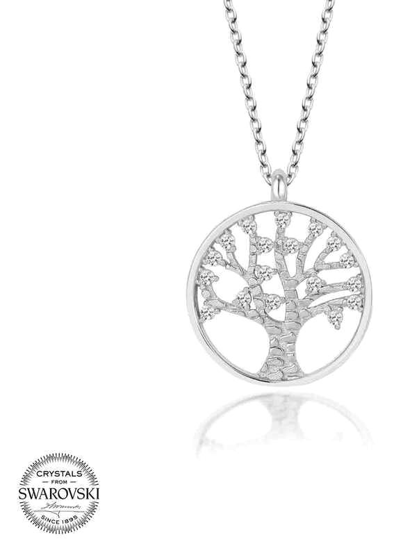 Supertrend Beyaz Swarovski Taşlı 925 Ayar Kararmayan Hayat Ağacı Zincir Kadın Gümüş Kolye 50 cm