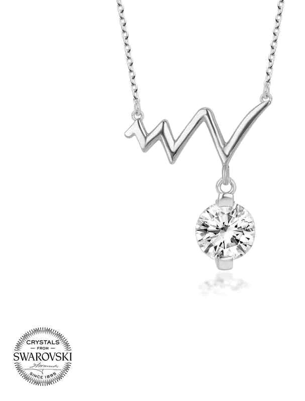 Supertrend Beyaz Swarovski Taşlı 925 Ayar Kararmayan Nabız Zincir Kadın Gümüş Kolye 50 cm