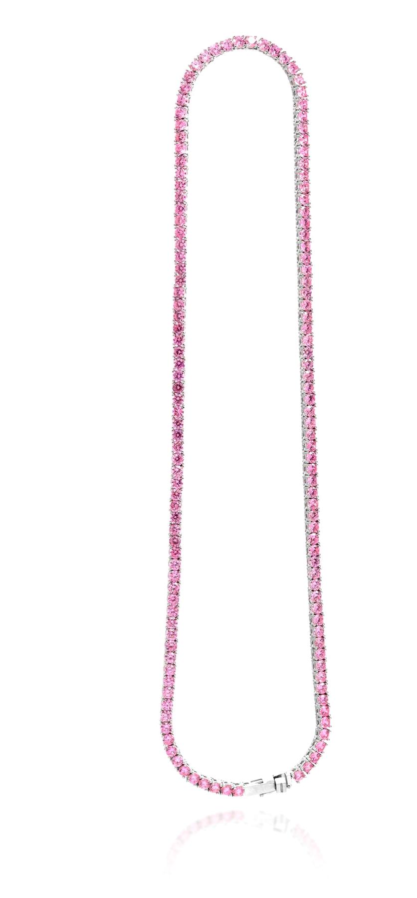 Midyat Nurtaş Gümüş Pembe Kuvars Taşlı 925 Ayar Kararmayan Zincir Kadın Gümüş Kolye 45 cm